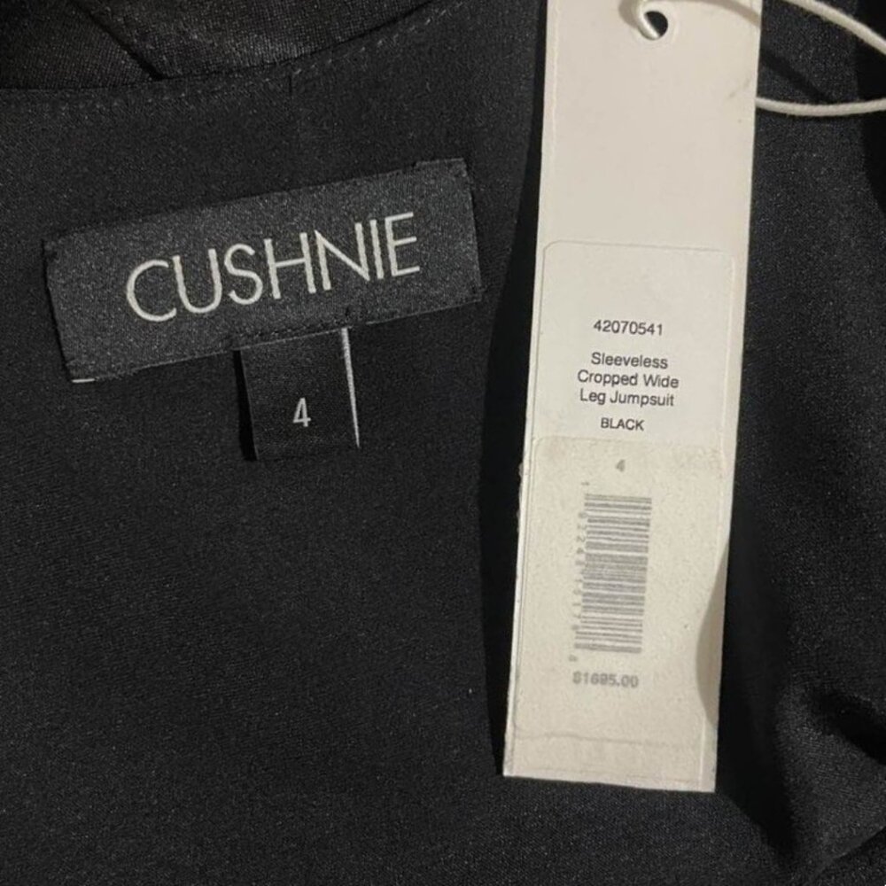 NWT Cushnie Black Asymmetrical Sleeveless Spaghetti Strap Wide Leg Jumpsuit 4 - Picture 11 of 14